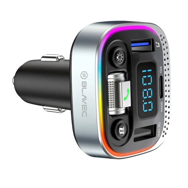 Трансмитер Blavec FM Transmitter Flash, TR-04, 2xUSB + Type C, QC3,0, 18W, PD, 30W, черен 2