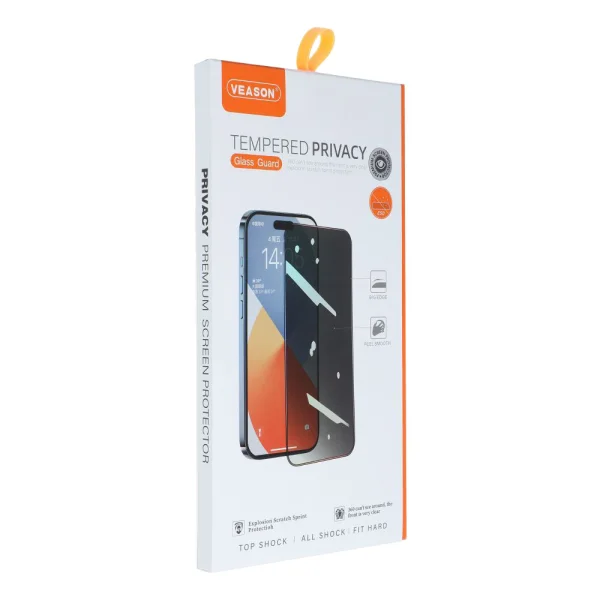 Стъклен протектор Veason 6D Pro Full Glue Privacy за iPhone 18 Pro, черен 4