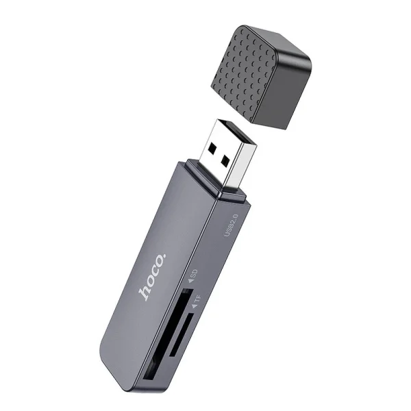 Четец за карти HOCO HB45, 2 in 1, USB A 2.0, Сив 1