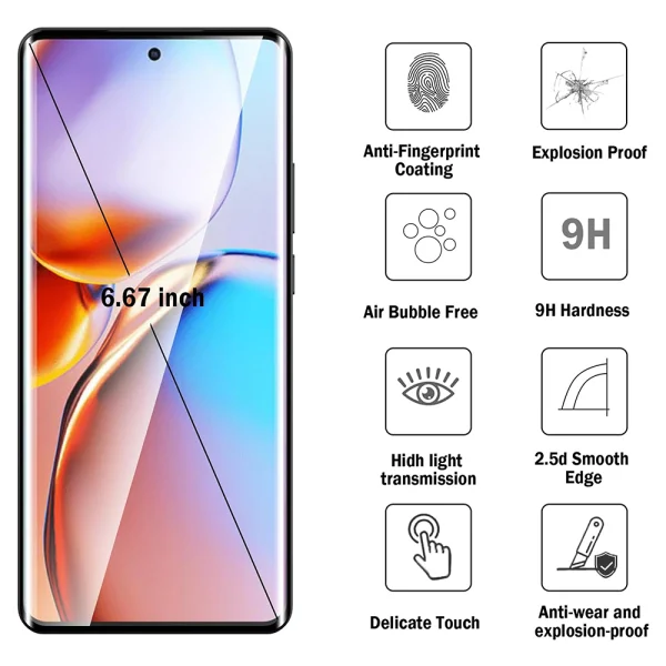 Стъклен протектор HD Full за Motorola Signature 5G / Moto X70 Air Pro 5G, черен 2