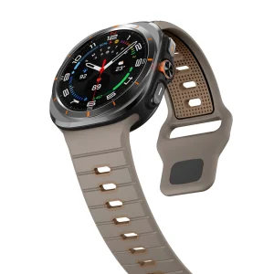 Силиконова каишка Band за Samsung Galaxy Watch Ultra 47mm, кафяв-бежов 3