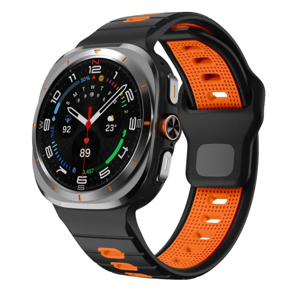 Силиконова каишка Band за Samsung Galaxy Watch Ultra 47mm, оранжев-черен 1