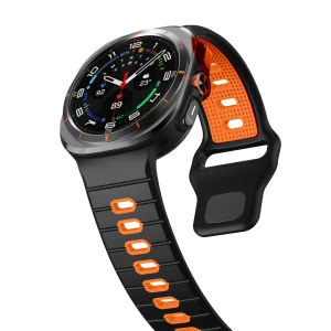 Силиконова каишка Band за Samsung Galaxy Watch Ultra 47mm, оранжев-черен 3