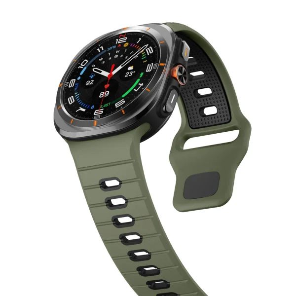 Силиконова каишка Band за Samsung Galaxy Watch Ultra 47mm, зелен-черен 3