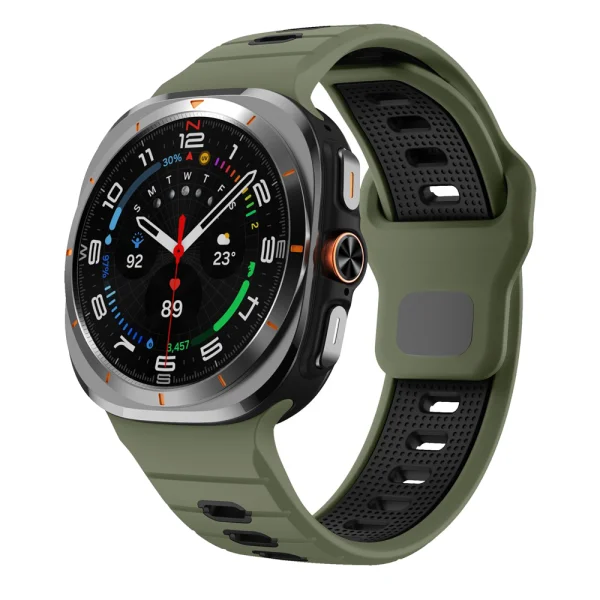Силиконова каишка Band за Samsung Galaxy Watch Ultra 47mm, зелен-черен 1