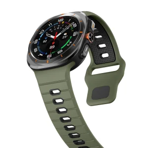 Силиконова каишка Band за Samsung Galaxy Watch Ultra 47mm, зелен-черен 3