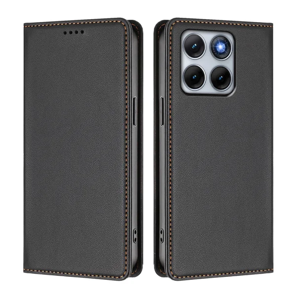 Калъф тефтер Leather Wallet Stand за Motorola Edge 70 Fusion+ 5G / Edge 70 Fusion 5G, черен 1