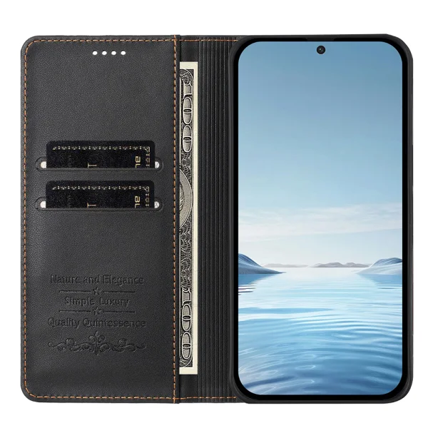 Калъф тефтер Leather Wallet Stand за Motorola Edge 70 Fusion+ 5G / Edge 70 Fusion 5G, черен 3