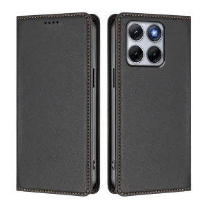 Калъф тефтер Leather Wallet Stand за Motorola Edge 70 Fusion+ 5G / Edge 70 Fusion 5G, черен
