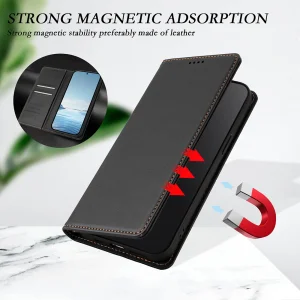 Калъф тефтер Leather Wallet Stand за Motorola Edge 70 Fusion+ 5G / Edge 70 Fusion 5G, черен 4