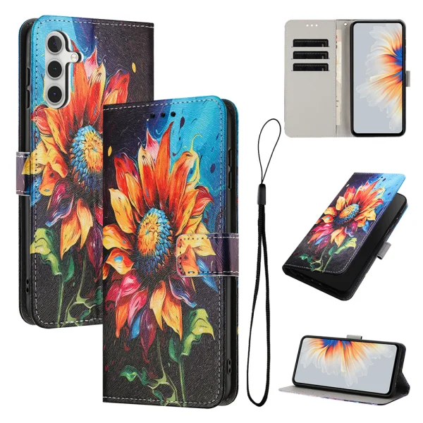Wallet case Pattern Printing for Samsung Galaxy A57 5G, sunflower 2
