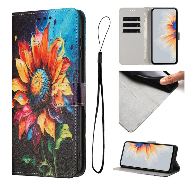 Wallet case Pattern Printing for Samsung Galaxy A57 5G, sunflower 3