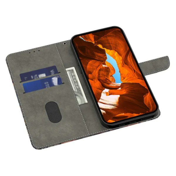 Калъф тефтер Pattern Printing за Samsung Galaxy A57 5G, черен-син 5