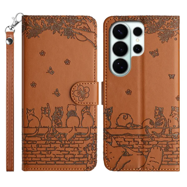 Калъф тефтер Wrist Strap за Samsung Galaxy S26 Ultra, кафяв 3