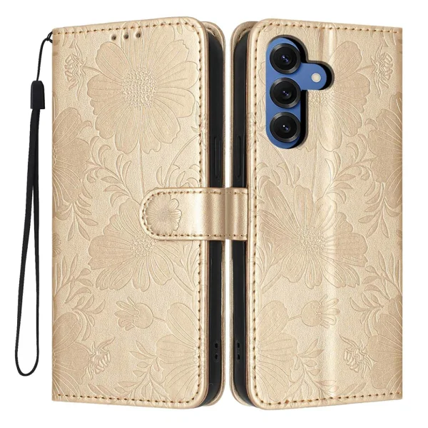 PU Leather Wallet Case for Samsung Galaxy S26 Plus, gold 3