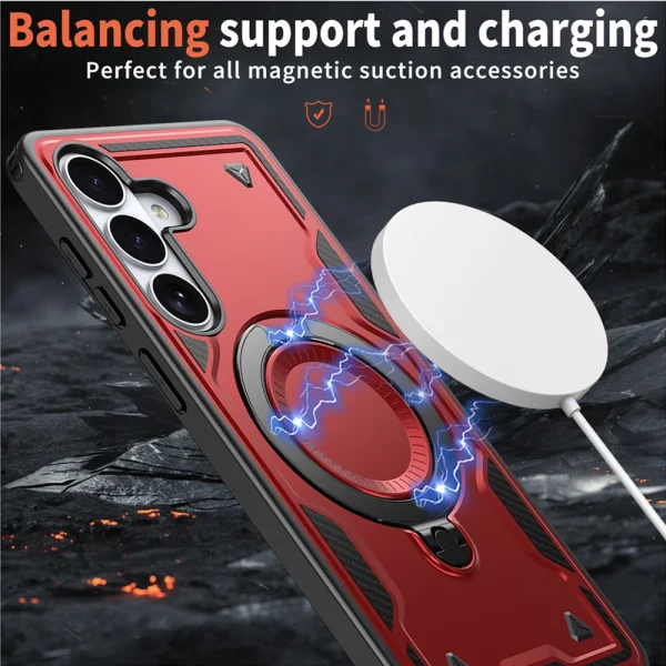 Силиконов калъф Magnetic Kickstand за Samsung Galaxy S26 Plus, червен 2