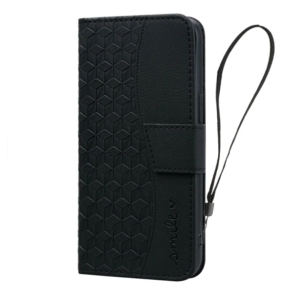 Калъф тефтер Leather Wallet Rhombus за Samsung Galaxy S26 Plus, черен 1