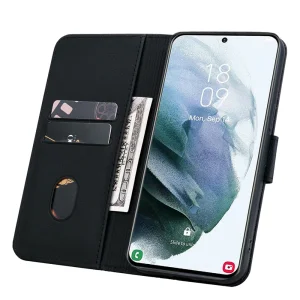 Калъф тефтер Leather Wallet Rhombus за Samsung Galaxy S26 Plus, черен 4