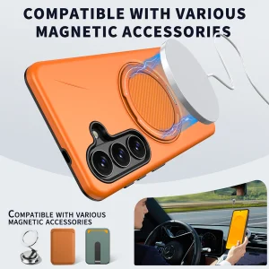 Silicone case Kickstand Magnetic for Samsung Galaxy S26 Plus, orange 3