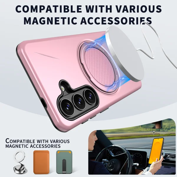 Силиконов калъф Kickstand Magnetic за Samsung Galaxy S26 Plus, розов 4