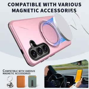 Силиконов калъф Kickstand Magnetic за Samsung Galaxy S26 Plus, розов 4