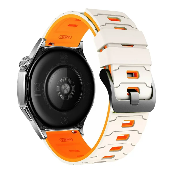 Силиконова каишка 22mm за Huawei Watch GT 6/6 Pro/5/5 Pro  46mm, оранжев-бял 2