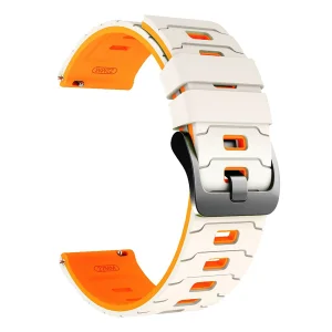Силиконова каишка 22mm за Huawei Watch GT 6/6 Pro/5/5 Pro  46mm, оранжев-бял 4