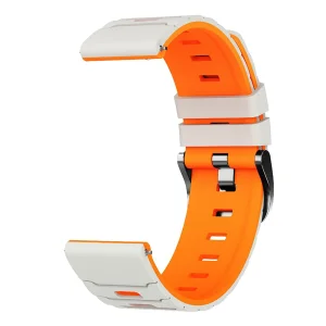 Силиконова каишка 22mm за Huawei Watch GT 6/6 Pro/5/5 Pro  46mm, оранжев-бял 3