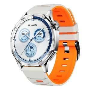 Силиконова каишка 22mm за Huawei Watch GT 6/6 Pro/5/5 Pro  46mm, оранжев-бял