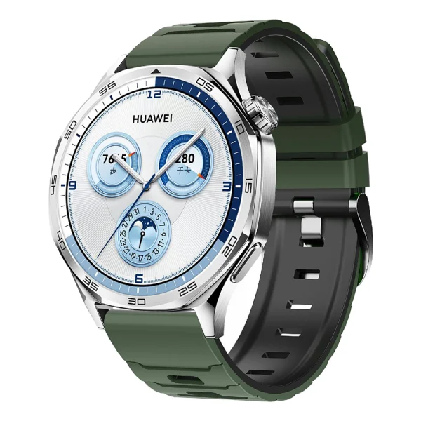 Силиконова каишка 22mm за Huawei Watch GT 6/6 Pro/5/5 Pro  46mm, тъмно зелен-черен 1