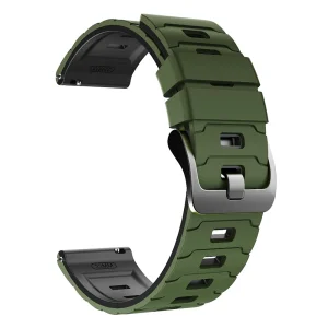 Силиконова каишка 22mm за Huawei Watch GT 6/6 Pro/5/5 Pro  46mm, тъмно зелен-черен 4