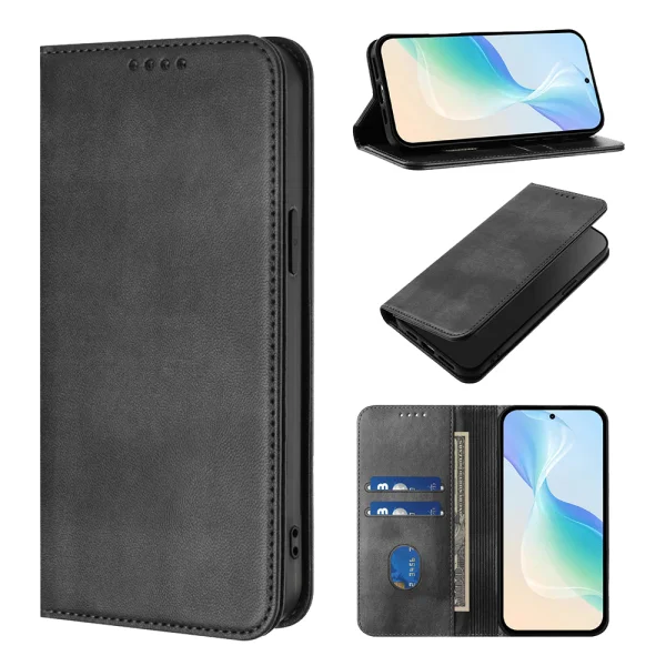 Wallet Case Leather Retro Texture for Honor 600 Lite 5G, black 2