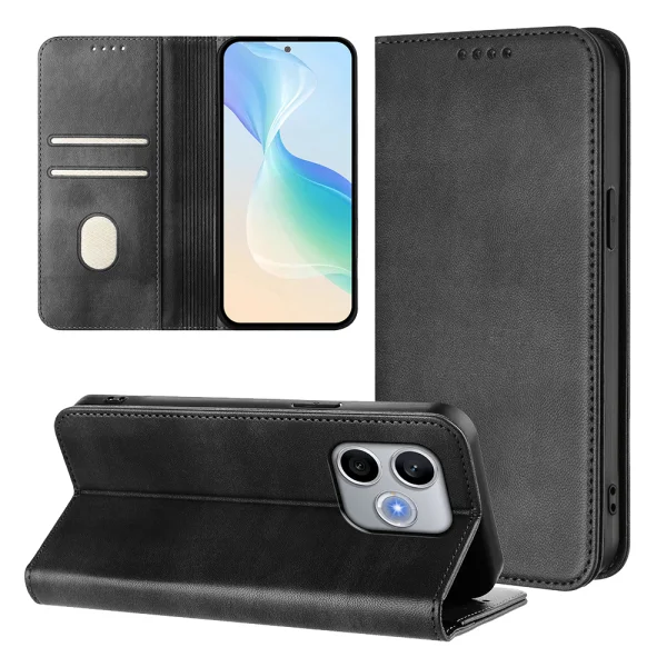 Wallet Case Leather Retro Texture for Honor 600 Lite 5G, black 4
