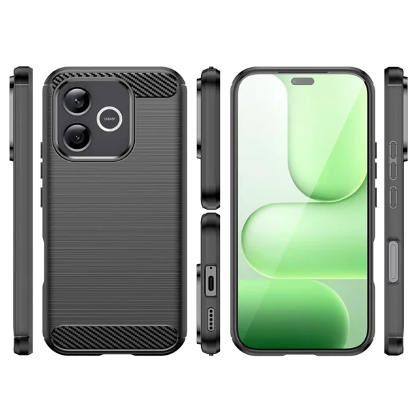 Carbon Fibre Brushed Silicone Case for Honor 600 Lite 5G, black 3