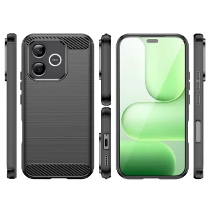 Carbon Fibre Brushed Silicone Case for Honor 600 Lite 5G, black 3