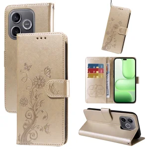 Flip Wallet Case Leather Wallet Stand for Honor 600 Lite 5G, gold 4