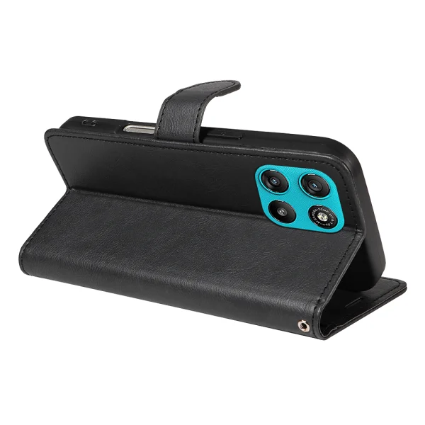 Калъф тефтер Leather Wallet Stand за Motorola Moto G57 Power 5G/ G67 Power 5G, черен 3