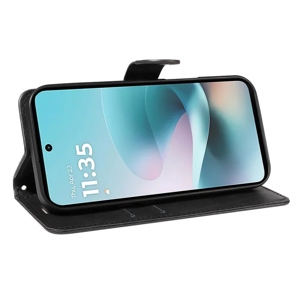 Калъф тефтер Leather Wallet Stand за Motorola Moto G57 Power 5G/ G67 Power 5G, черен 4
