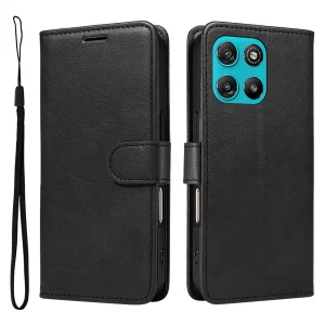 Калъф тефтер Leather Wallet Stand за Motorola Moto G57 Power 5G/ G67 Power 5G, черен 6
