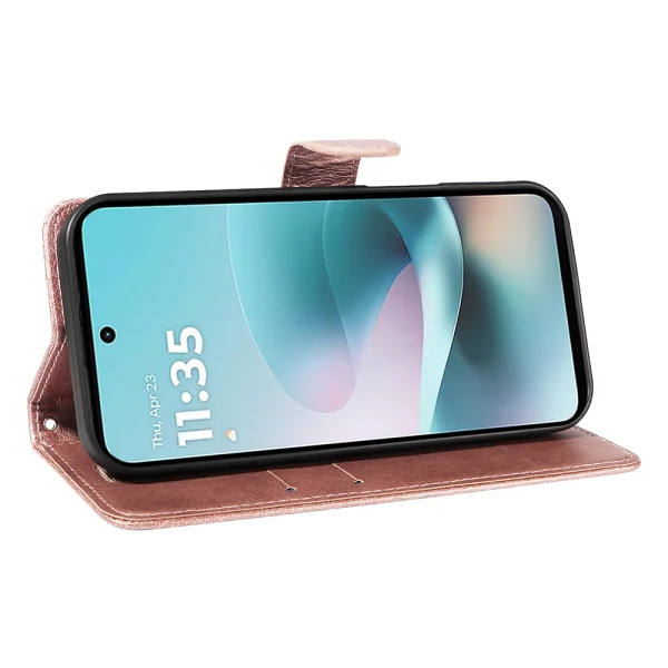 Калъф тефтер Leather Wallet Stand за Motorola Moto G57 Power 5G/ G67 Power 5G, розов 3