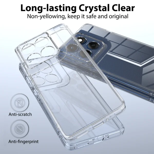 Удароустойчив калъф Shockproof TPU+Acrylic за Motorola Edge 70 Fusion+ 5G/Motorola Edge 70 Fusion 5G, прозрачен 4