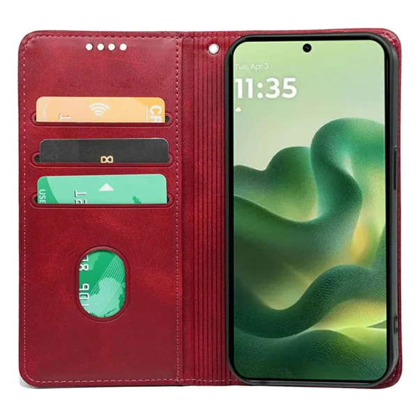 Калъф тефтер Calf Texture Leather за Motorola Edge 70 Fusion+ 5G/Edge 70 Fusion 5G, червен 3