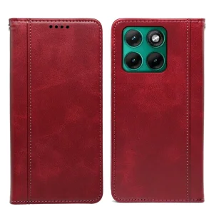 Калъф тефтер Calf Texture Leather за Motorola Edge 70 Fusion+ 5G/Edge 70 Fusion 5G, червен 6