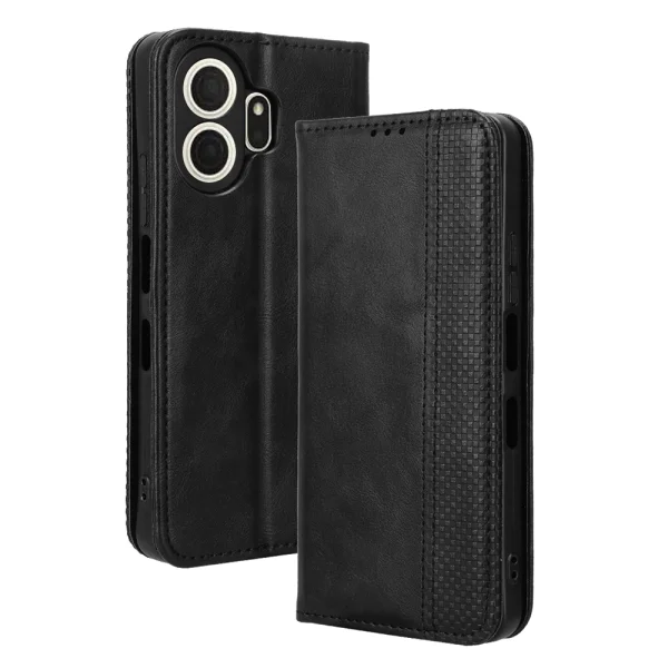 Retro Texture wallet case for TCL NxtPaper 70 Pro 5G, black 5