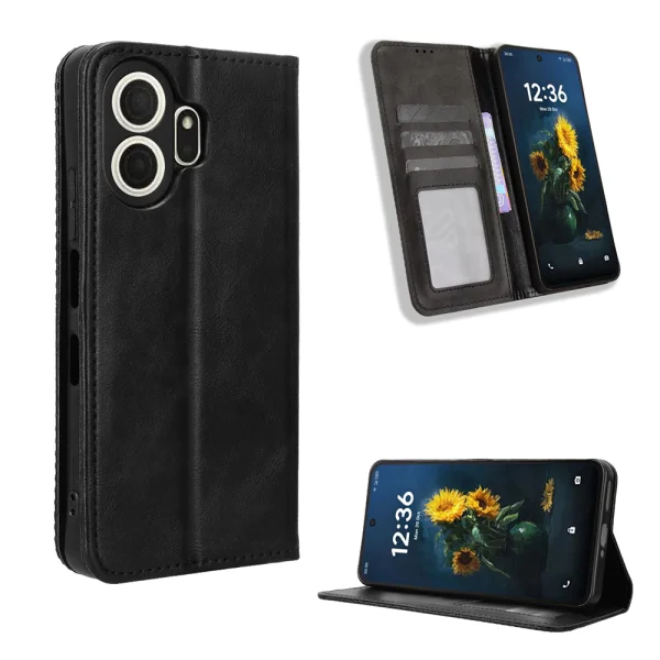 Retro Texture wallet case for TCL NxtPaper 70 Pro 5G, black 6