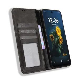 Retro Texture wallet case for TCL NxtPaper 70 Pro 5G, black 4
