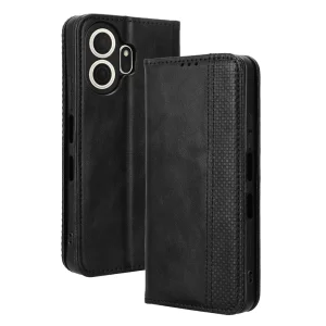 Retro Texture wallet case for TCL NxtPaper 70 Pro 5G, black 5