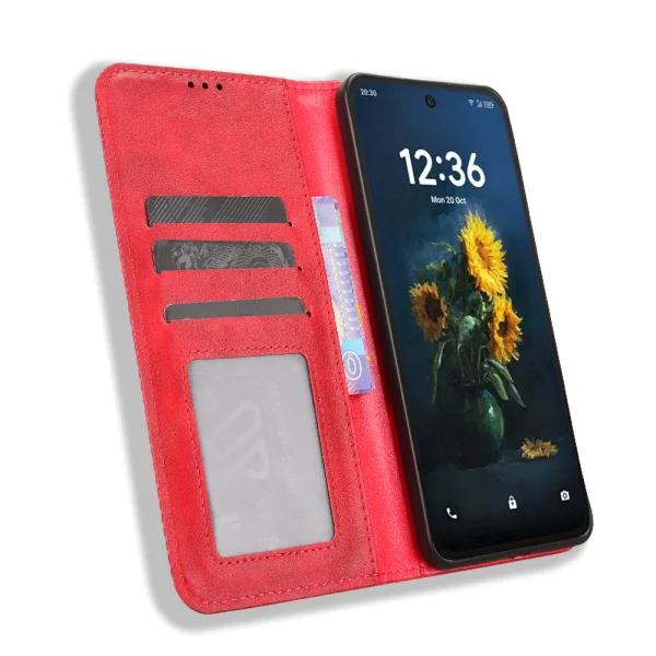 Калъф тефтер Retro Texture за TCL NxtPaper 70 Pro 5G, червен 5
