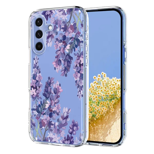 Силиконов калъф TPU Pattern Printing за Samsung Galaxy S25 FE, лилави цветя 1