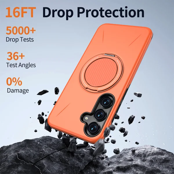 Удароустойчив калъф Kickstand Magnetic за Samsung Galaxy S25 FE, оранжев 4